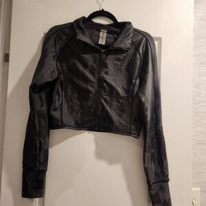 Black Camouflage Zip-Up Jacket